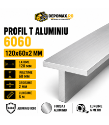 Profil T aluminiu 120 x 60 x 2 mm, 6 metri Profil T aluminiu 120 x 60 x 2 mm, 6 metri